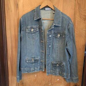 Chicos Platinum Jean Jacket Size 2